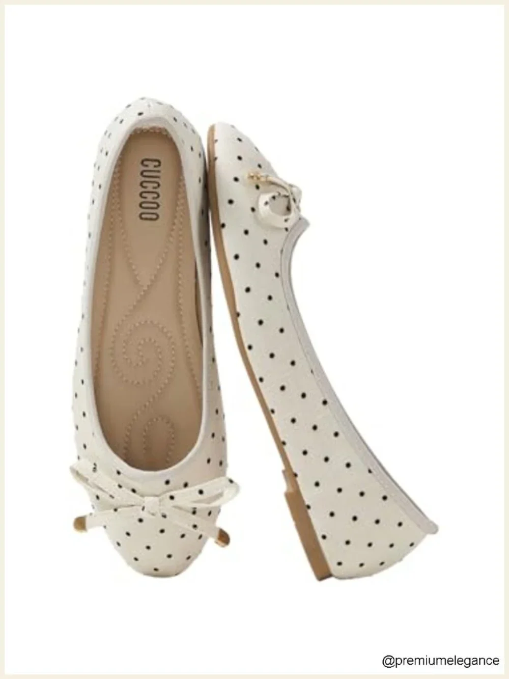 Polka Dot Bow Closed Toe Ballet Flats - Soft Comfortable Dressy Flats